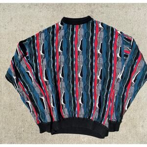 Vintage Coogi Style 3D Knit Sweater 90s Patterned 22x26 M
